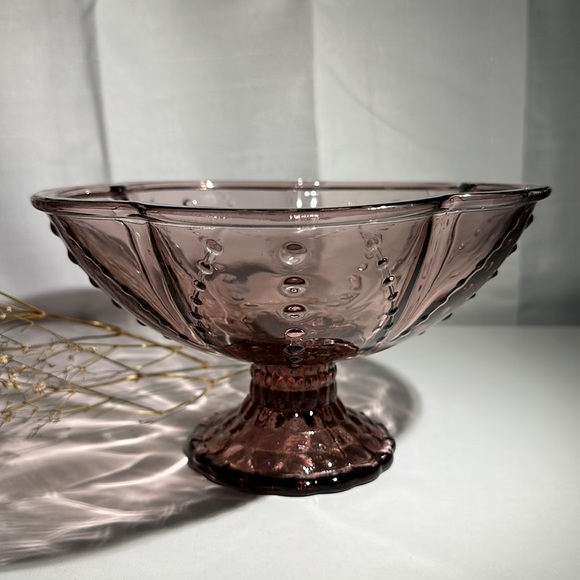 Unique MCM Style Lavender IKEA Compote Bowl w/Hobnail Pattern - Picture 6 of 9